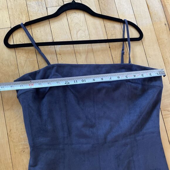 Naked Zebra Dress Women’s Large Mini Black Suede 3/4 Zip Spaghetti Strap - Picture 9 of 10